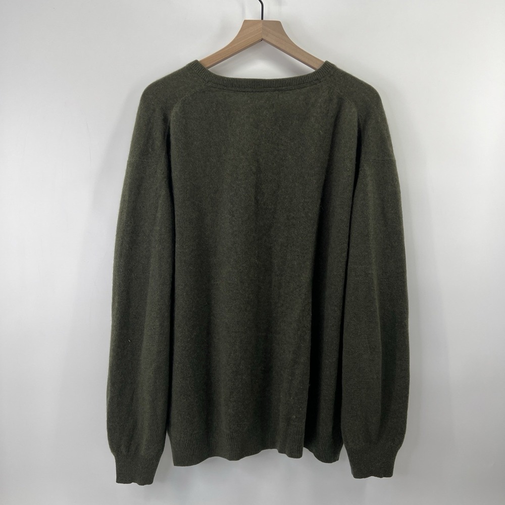 Alan Flusser Cashmere Sweater Men XL Green V Neck Preppy Hipster Old Money - Picture 7 of 11